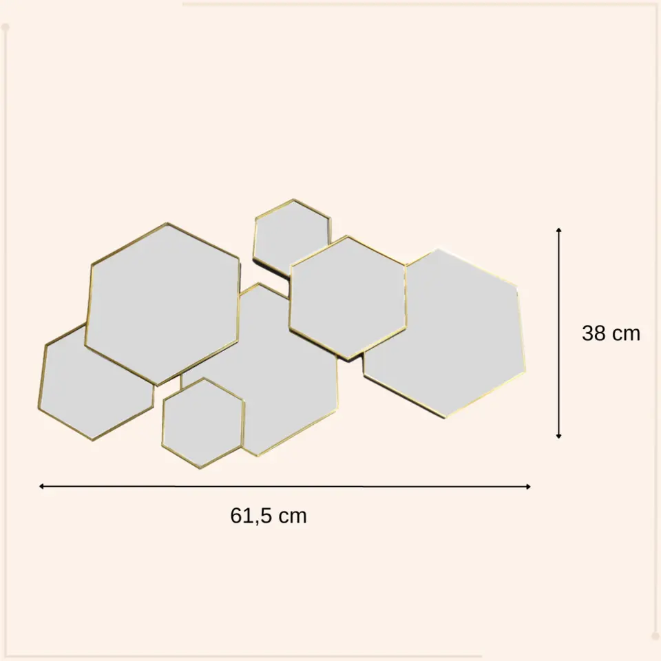 MISOU Spiegel Hexagon Goud 61,5x38cm Spiegels Wandspiegel