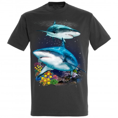 Camiseta Sharks and Reef, cinza