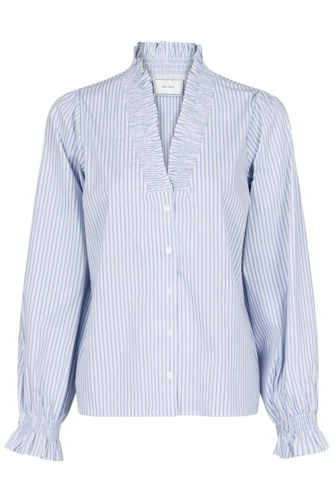 Neo Noir Brielle Stripe Shirt white light blue