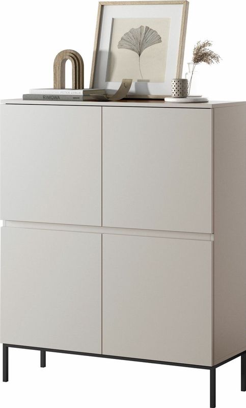 Selsey Bemmi Hoge kast Beige met zwarte poten