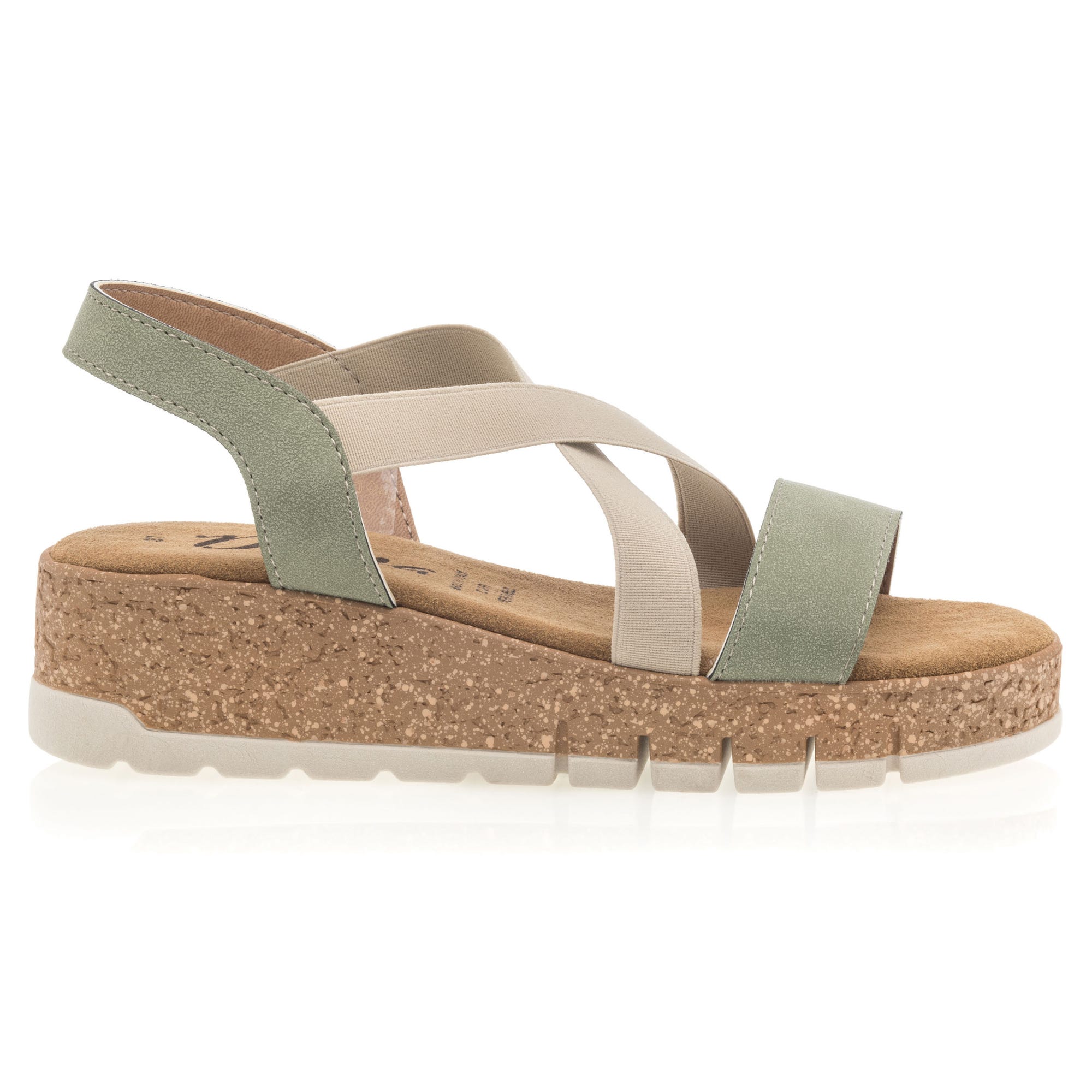 Sandales à talon compensé Femme kaki
