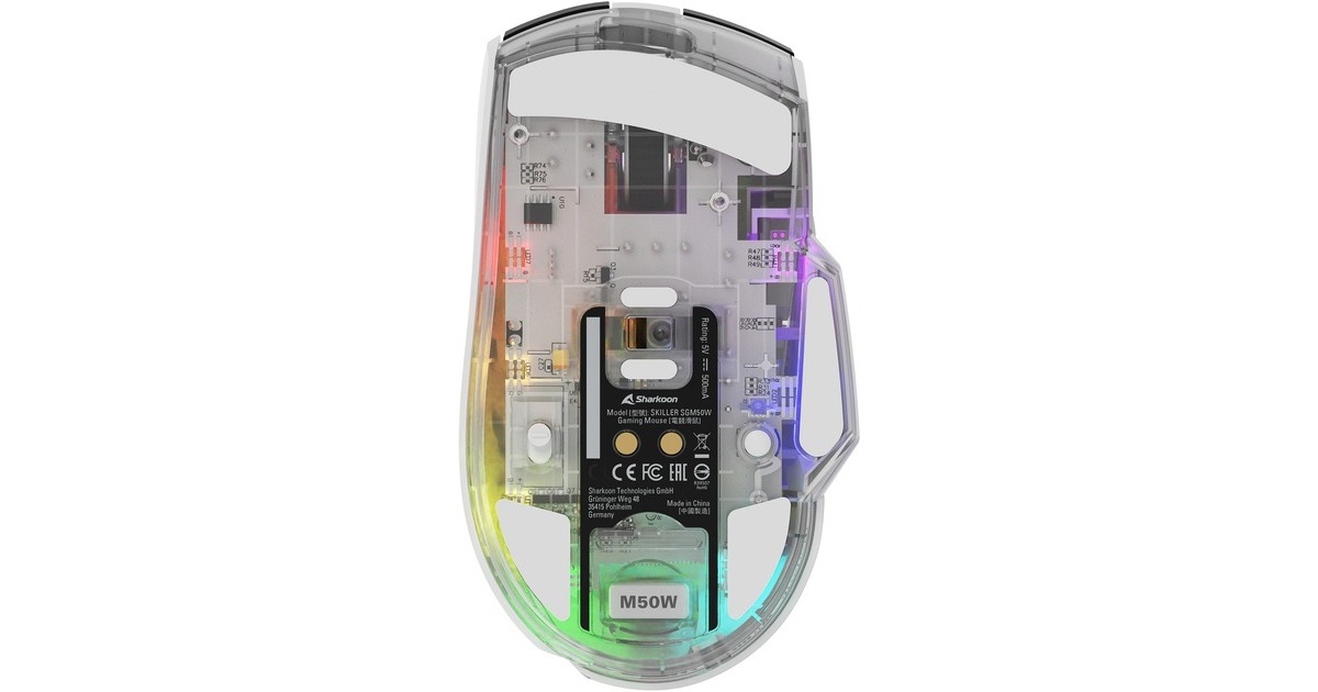 SharkoonSKILLER SGM50W gaming muis  (Wit, 400 - 6400 dpi, RGB leds)