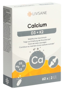 LIVSANE Calcium + D3 + K2 Brausetablette Dose, 60 Stück