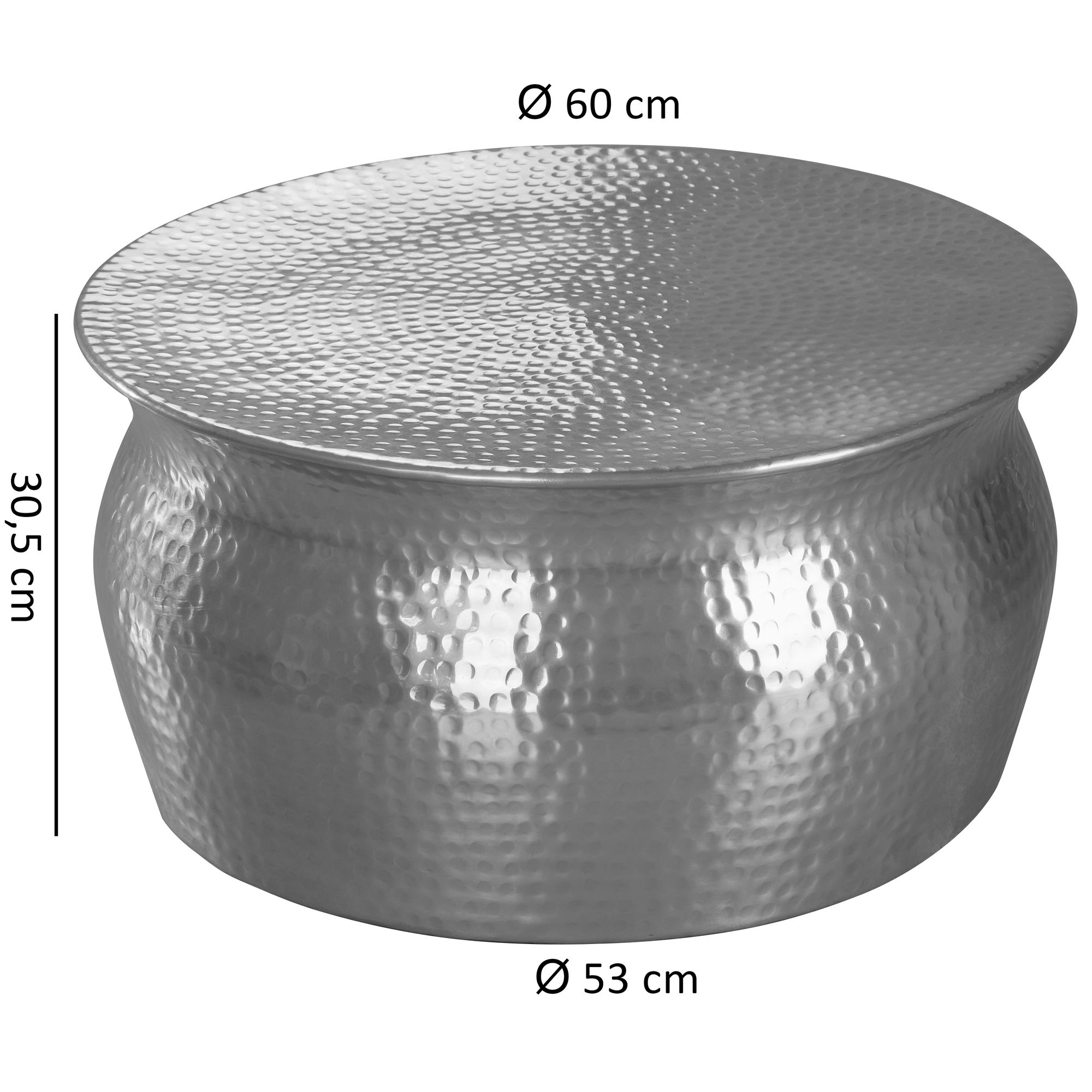 KADIMA DESIGN Couchtisch ENNS: Orientalisch, Hammerschlagstrukturen, Aluminium, handgefertigt