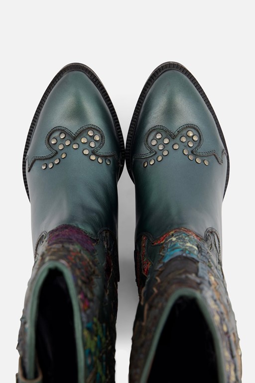 Lazamani Cowboylaarzen groen Leer