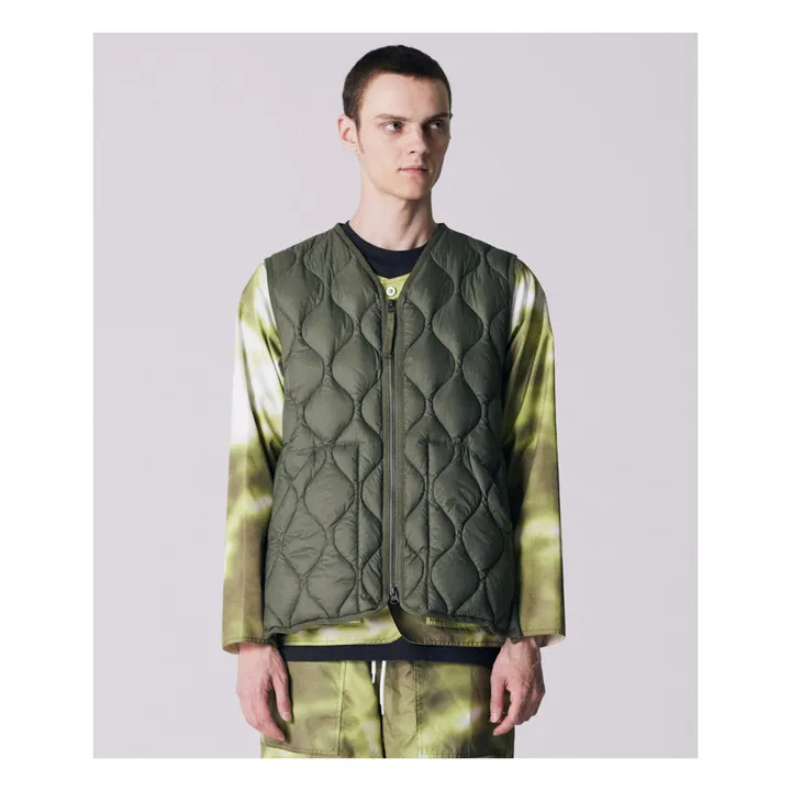 Taion Veste Zippée Sans Manches Military Unisexe Nylon | Vert olive