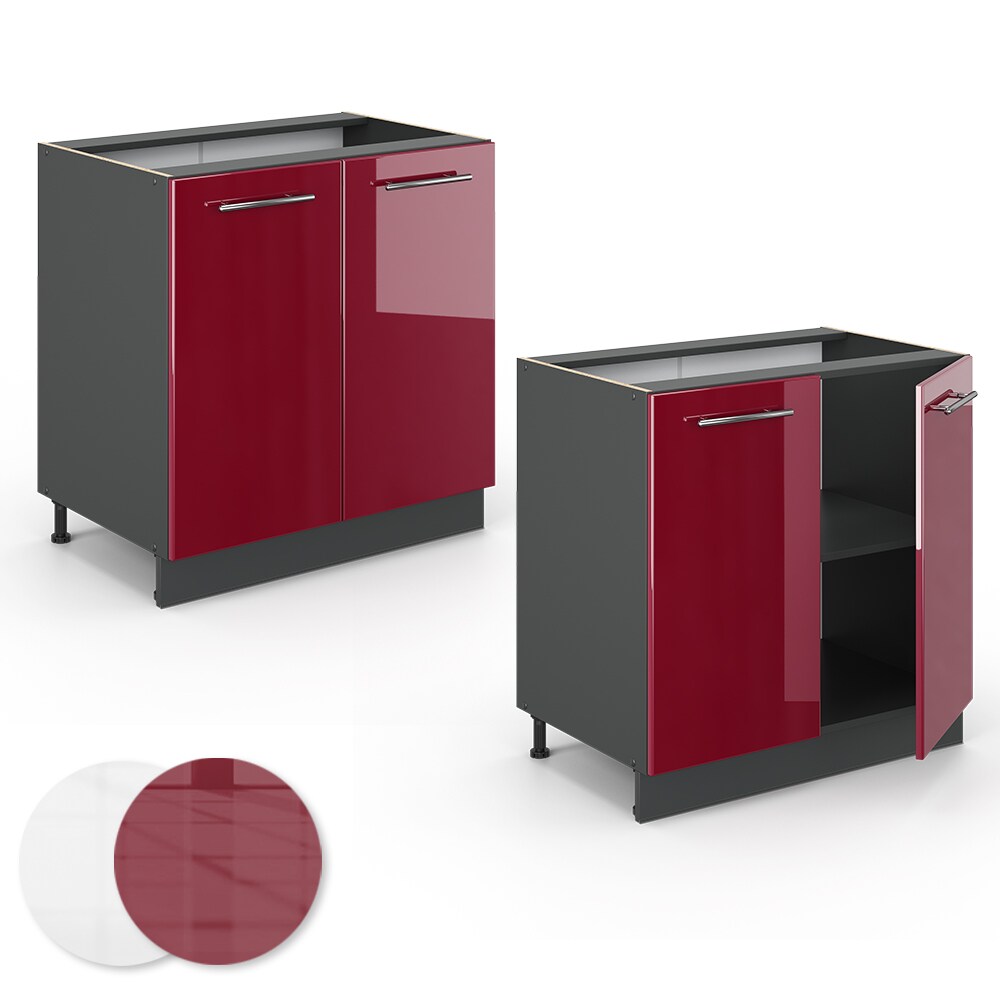 VICCO Unterschrank 80 cm Bordeaux Hochglanz Küchenschrank Hängeschrank Küchenzeile Fame-Line