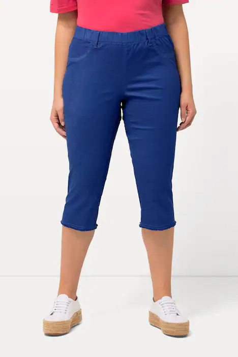 Caprihose Sienna, Fransensaum, schmales Bein, Stretch, kobaltblau