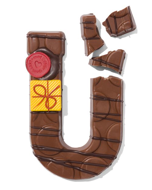 lettre U en chocolat au lait décorée à la main 200g