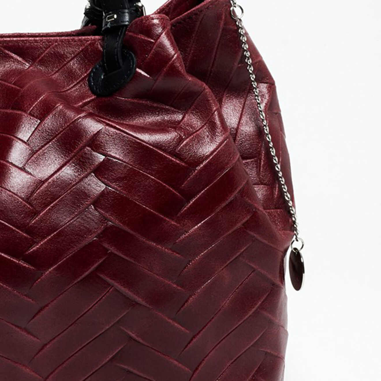 Christian Laurier Sac à main en Cuir tressé Lina bordeaux - 39.5x19x32.5 cm