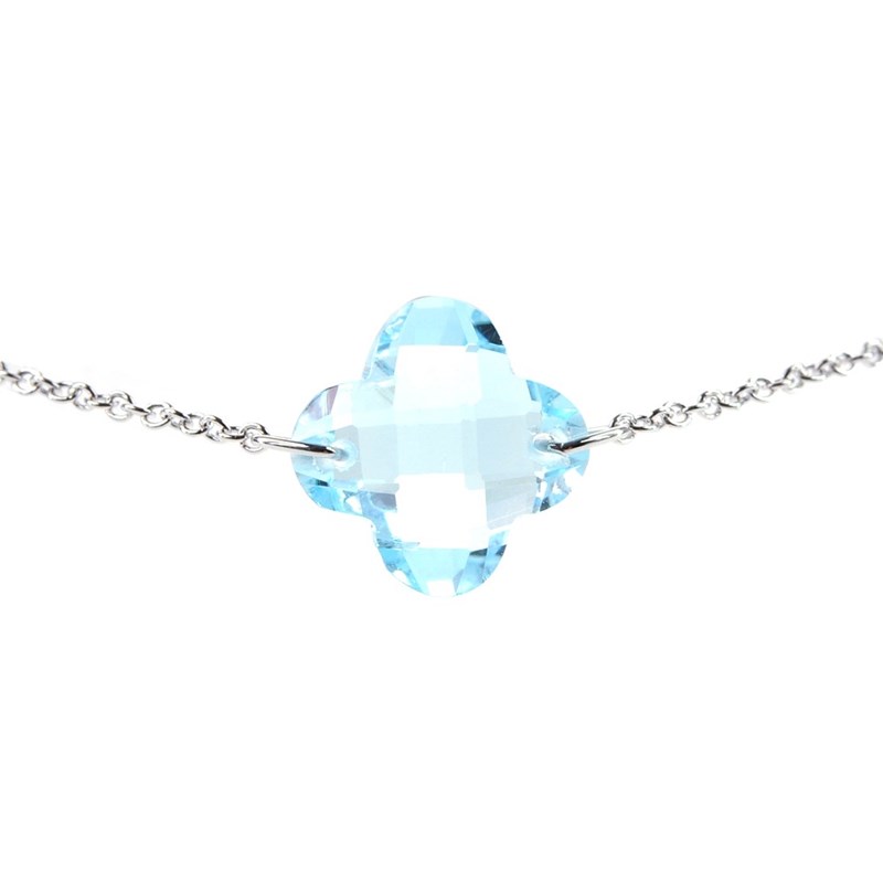 Bracelet chaine en or blanc et topaze bleue - BeJewels