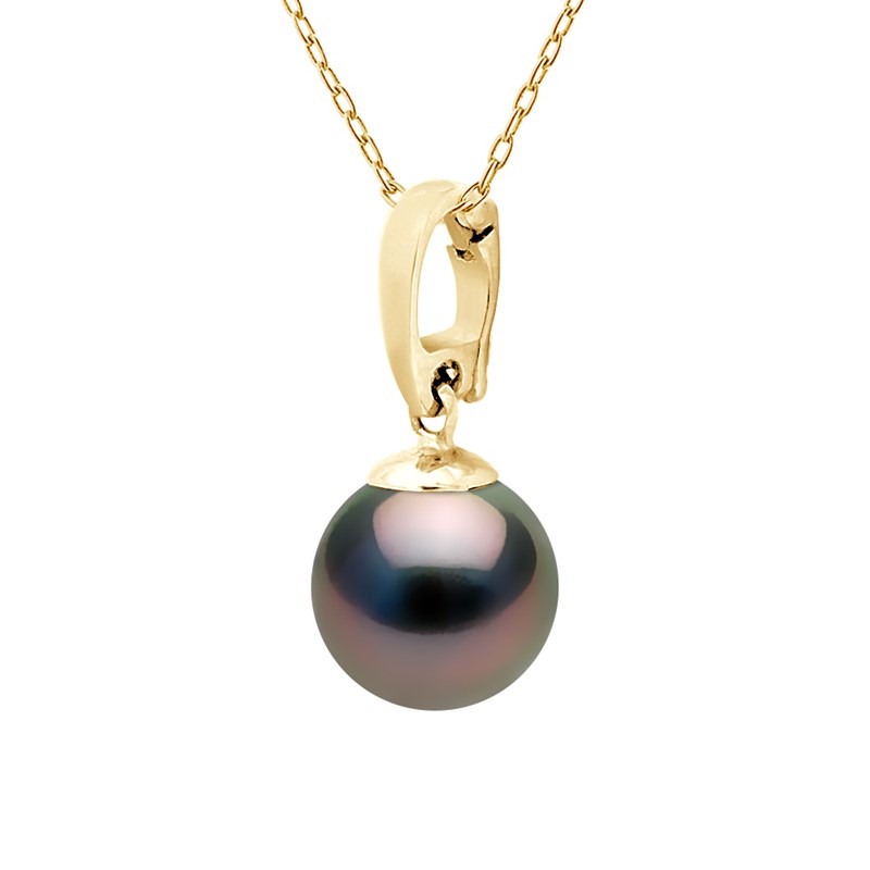 Pendentif Bélière Ouvrante Or Jaune et Véritable Perle de Culture de Tahiti Ronde 10-11 mm