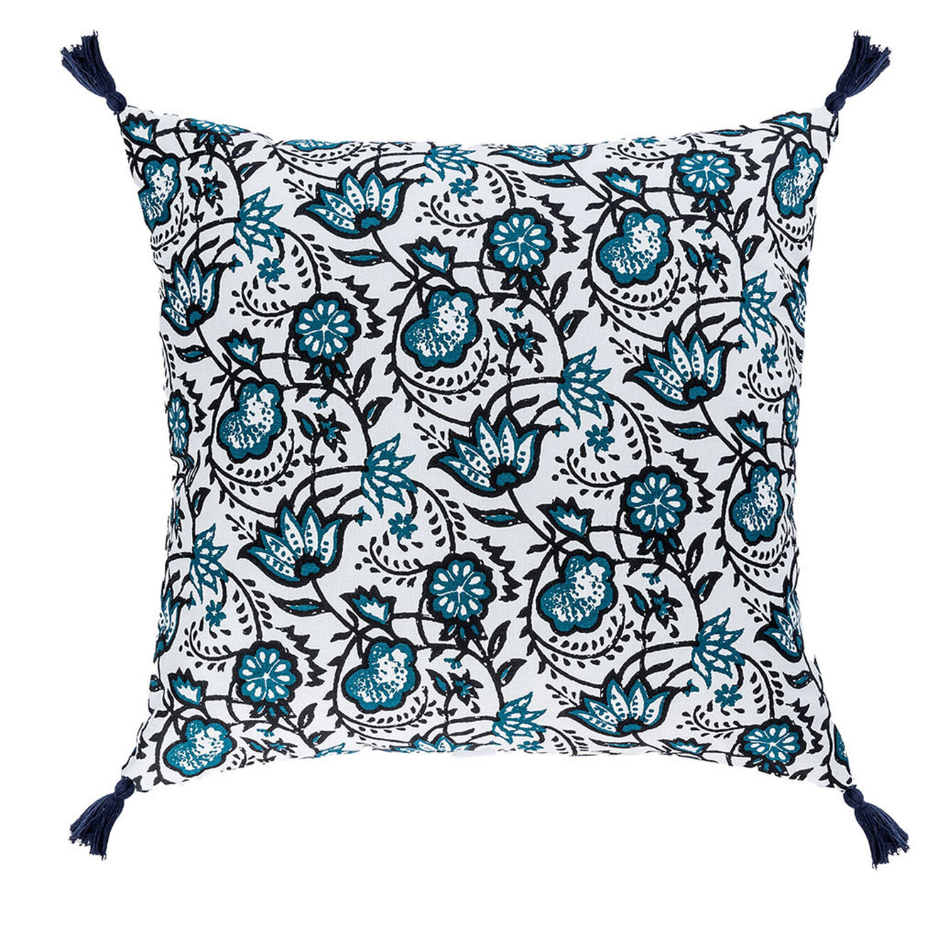 Febronie Housse de coussin Carma bleu peacock