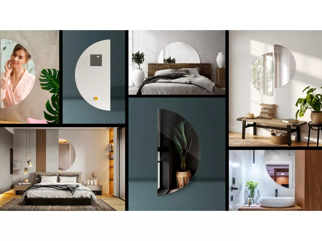 Miroir Décoratif Demi-Circulaire Mural 1/2 Ø60