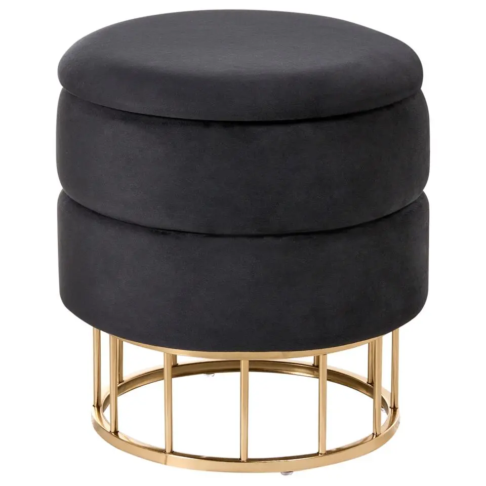 ELGIN - Poef - Zwart - 37 cm - Fluweel