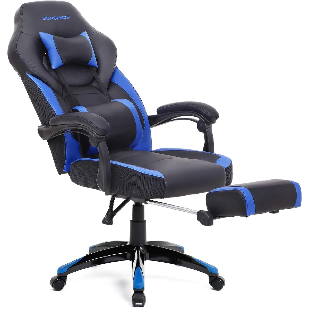 Helloshop26 Fauteuil Gaming - Bleu et Noir