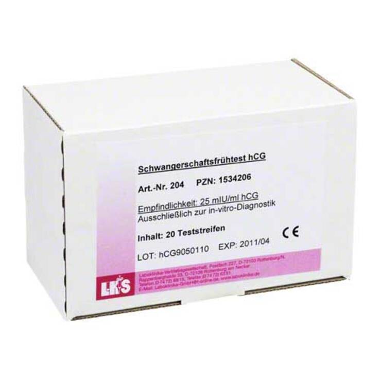 Schwangerschaftsfrühtest Urin Hcg Teststreifen, 20 St