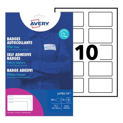 Avery - 150 badges adhésifs - pour étiquettes jet d'encre - 80 x 50 mm