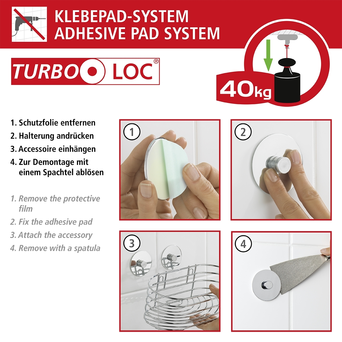 Wenko Orea turbo-loc handdoekhouder uno RVS glans