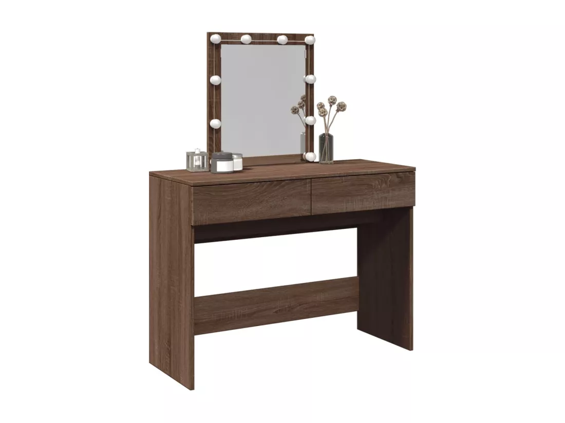 Coiffeuse avec LED chêne marron 100x40x130 cm