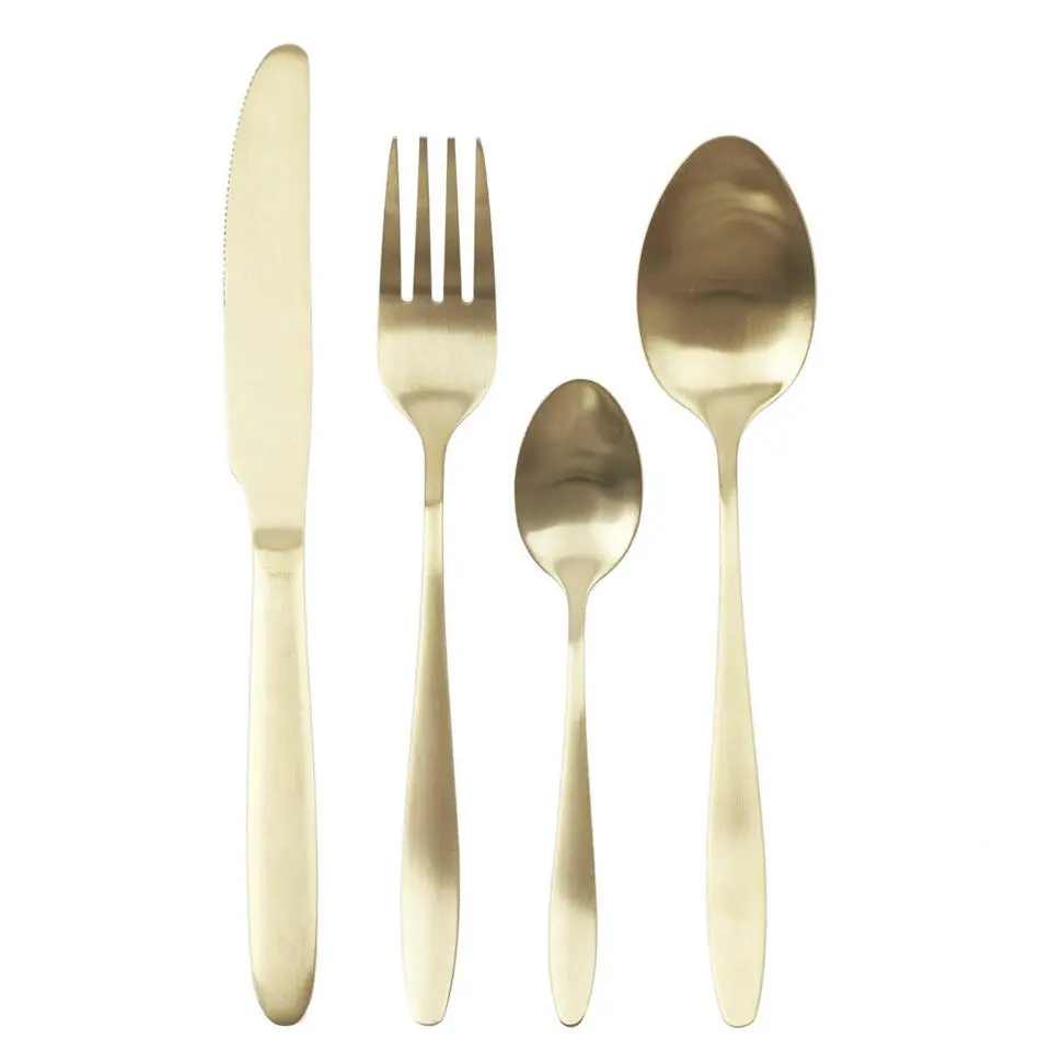 Home Deco Factory Bestekset - 16 delig - goud - RVS - 4 personen