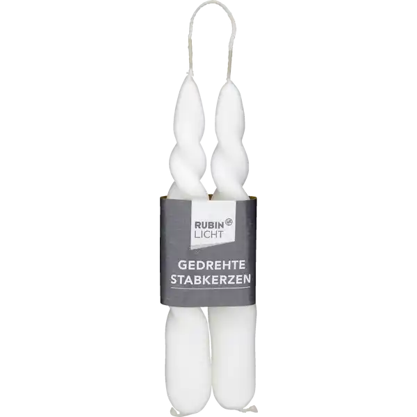 Gedrehte Stabkerzen weiß 15 cm