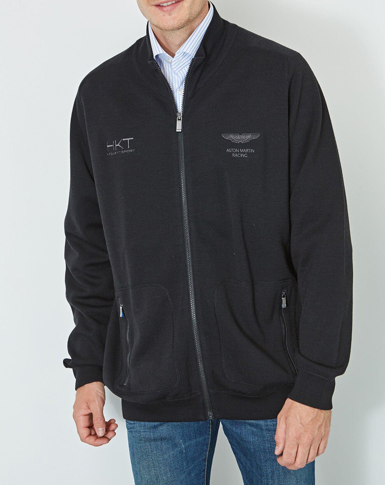 Hackett London Gilet zippé 100% Laine Aston Martin Racing noir