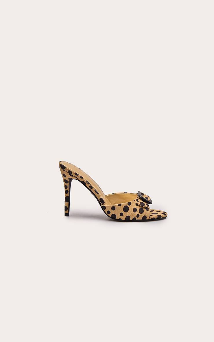 Naturel Mules À Talons À Boucle En Synthétique Imprimé Girafe