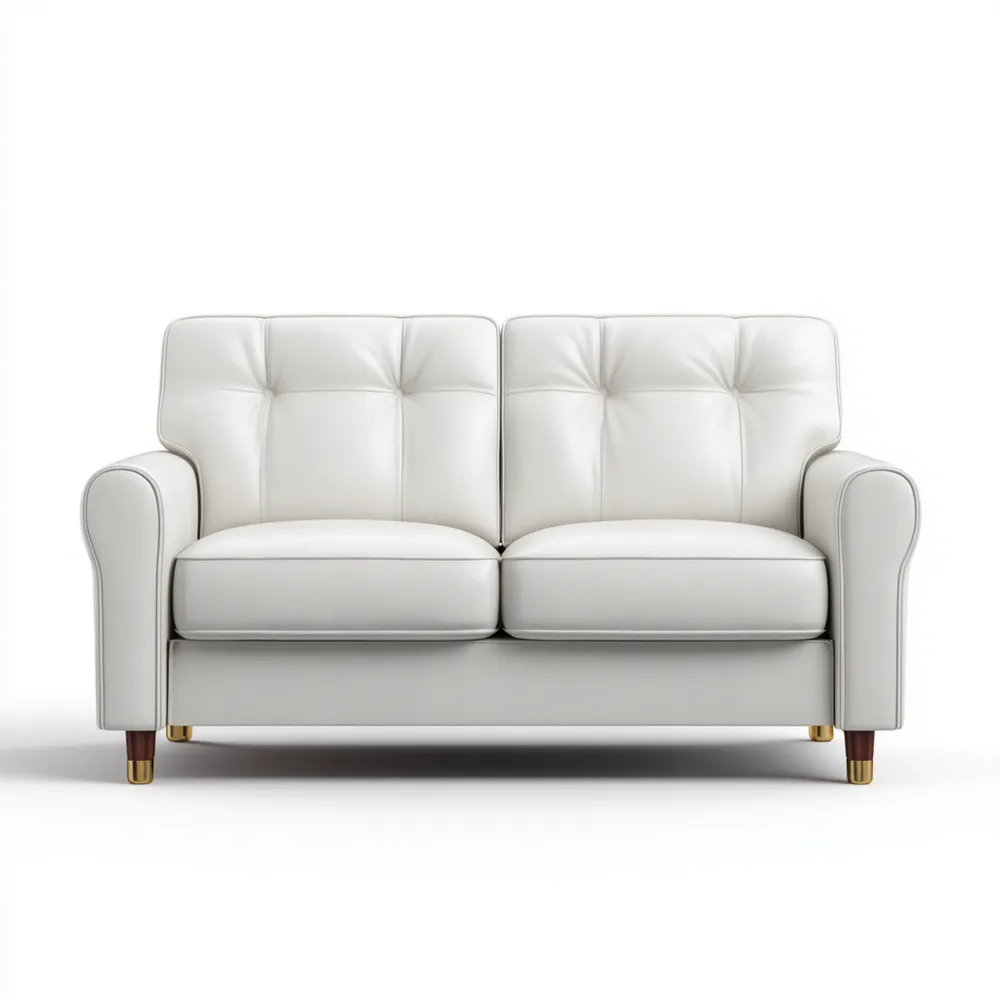 2-Sitzer-Sofa Leder 150x85x80 cm - Weiß - Klassisches Design