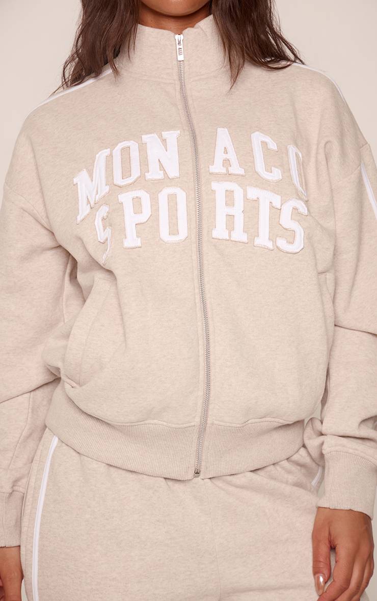 Avoine Sweat-shirt Zippé À Appliqué Monaco Contrasté