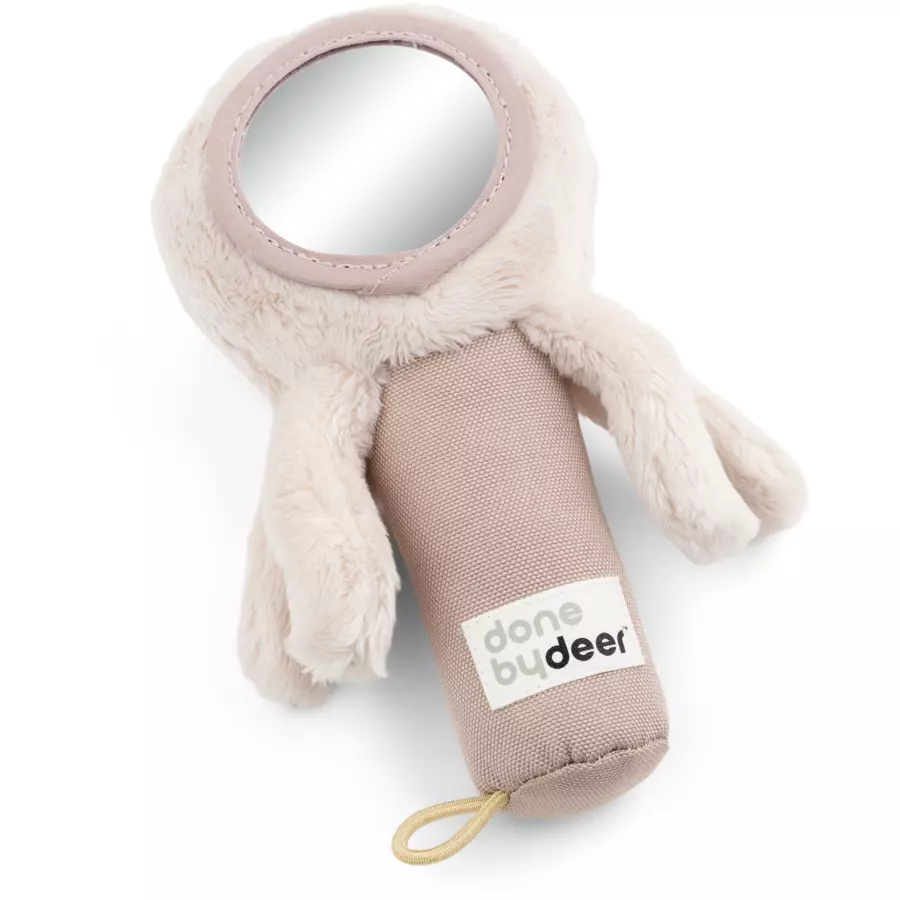 Done by Deer™ Sensorische Rassel mit Spiegel Jelly Rosa