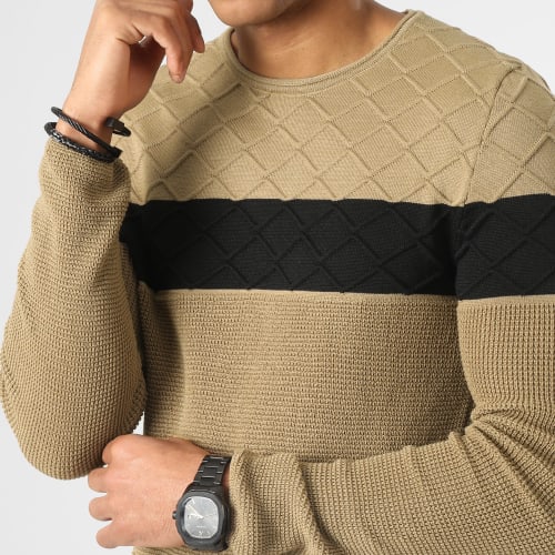 Pull Bicolore Slim Fit 0105 Camel Noir