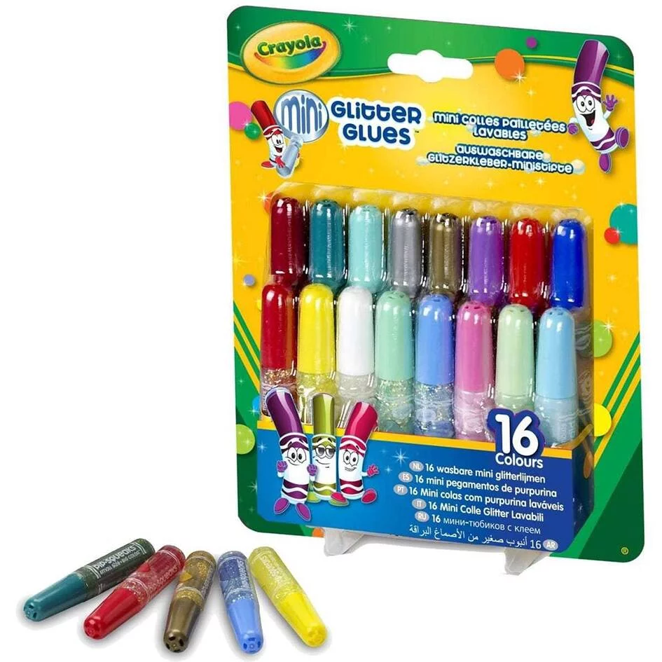 CRAYOLA - 16 MINI COLLES PAILLETEES LAVABLES