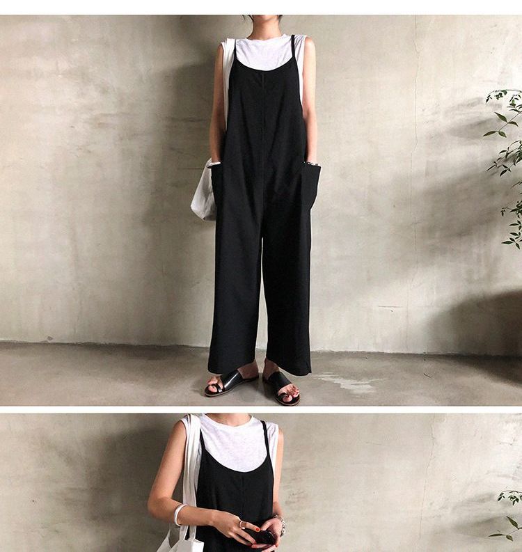 Inchioh - Effen jumpsuit met spaghettibandjes