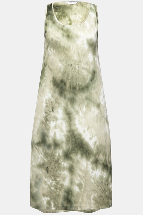 Kleid, A-Linie, Batikdruck, Rundhals, ärmellos