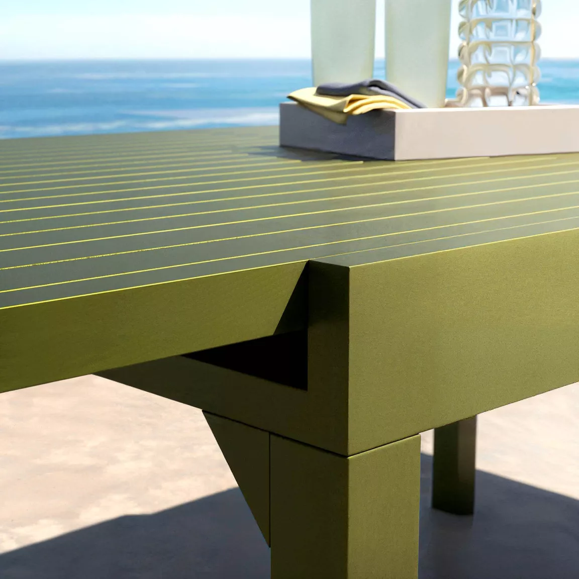 Table de jardin extensible aluminium 10 places (135/270 x 90 cm) Murano Vert olive