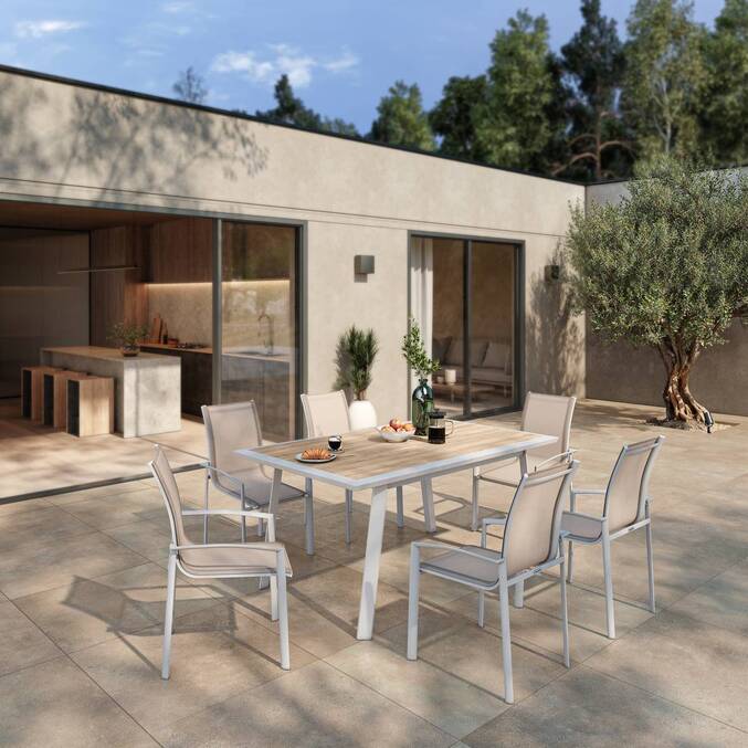 Fauteuil de jardin empilable AXANT Lin / Blanc