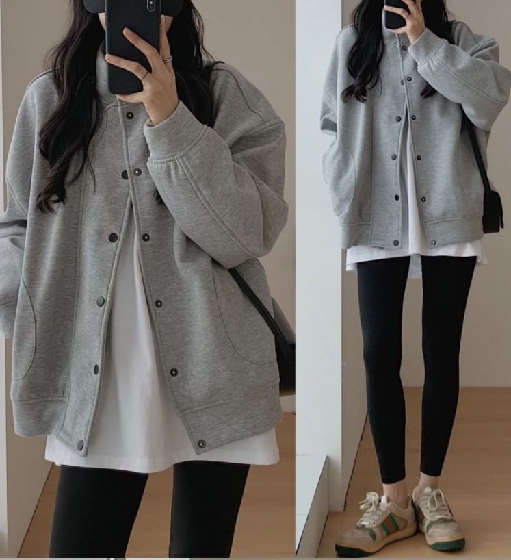 Angel Love - Effen oversized enkelrijs honkbaljack