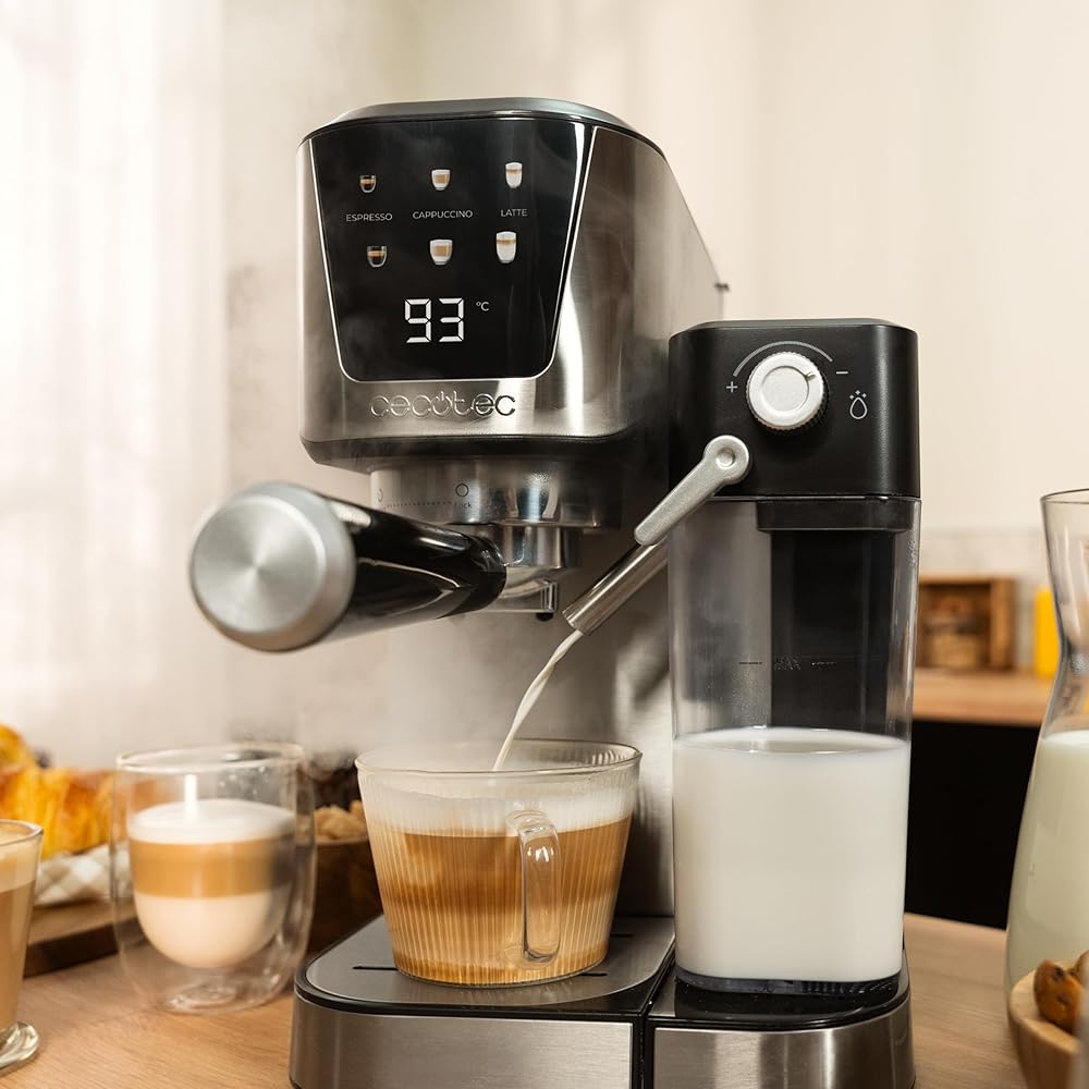 Cecotec Machine a Café Expresso Semi-Automatique Power Espresso 20 Cream. Cafetière Semi-Automatique, 20 Bars, Réservoir À Lait 700 Ml, Système De Chauffage Thermoblock, Pompe Puissante Force Aroma : Cuisine et Maison