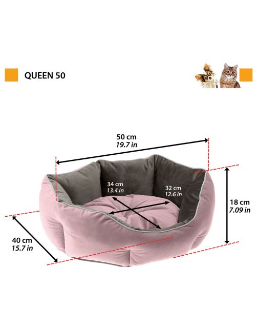 Ferplast Queen 50 Bedding Roze&Grijs - Kattenmand