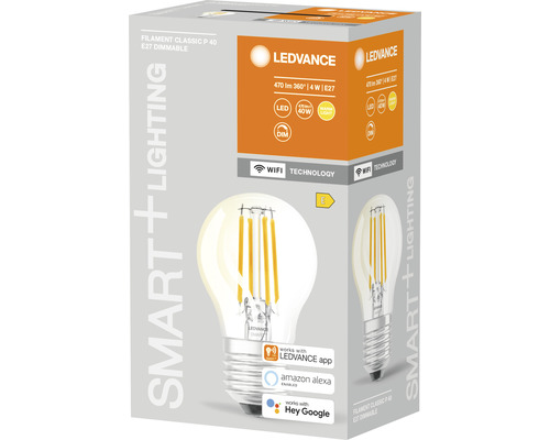 Ledvanve Smart WIFI Filament LED Druppellamp Dimbaar P40 E27/4W (40W) Helder 470 lm 2700 K Warm Wit