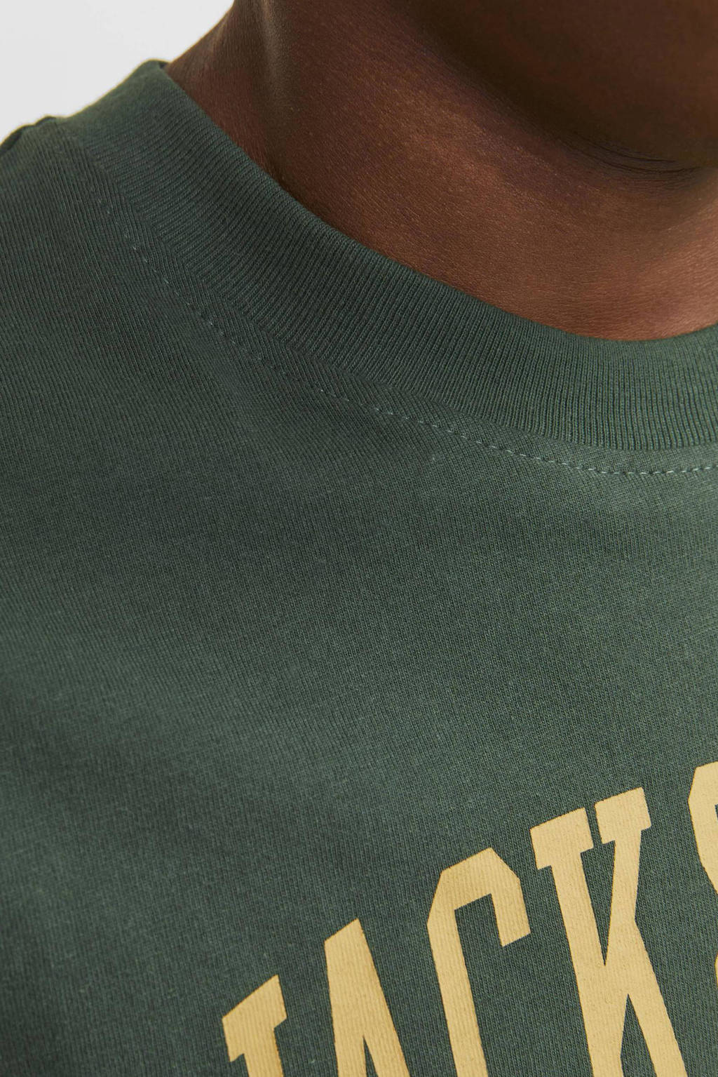 JACK & JONES T-shirt JJEJOSHmet tekst donkergroen