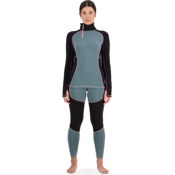 T-shirt thermique MONS ROYALE W OLYMPUS HALF ZIP VLU BURNT SAGE/BLACK
