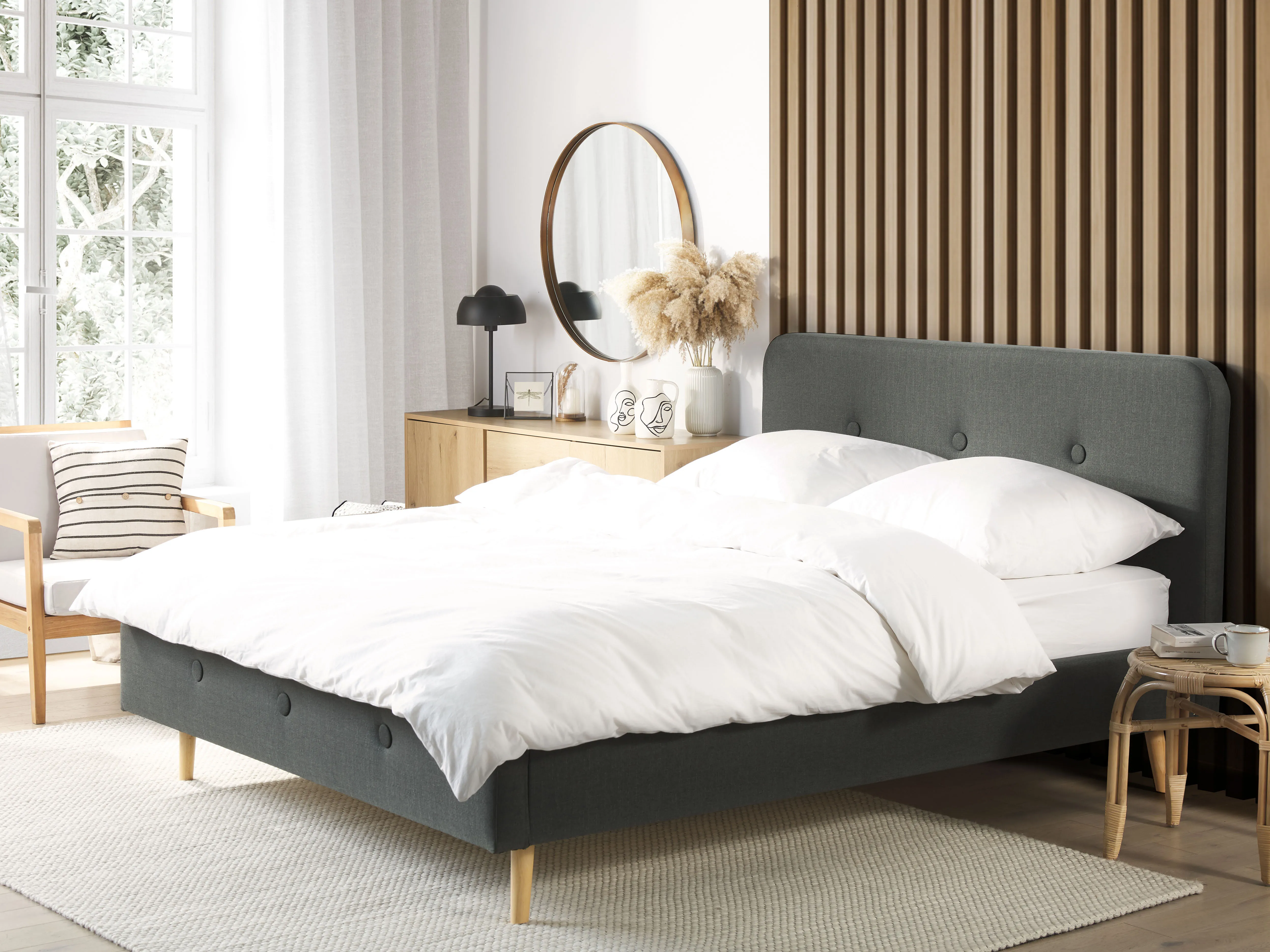 Bed Stof RENNES 140 x 200 cm Donkergrijs