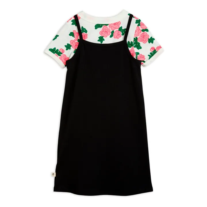 Mini Rodini Robe et T-Shirt Superposé Coton Bio Rose | Noir