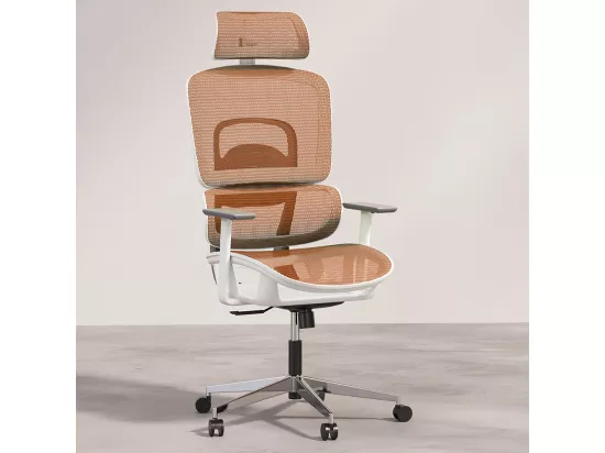 Chaise de bureau ergonomique avec roulettes et accoudoirs - Keys Orange
