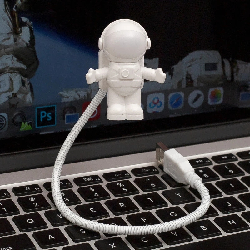 LED Astronaut PC Leselampe USB Deko Nachtlicht Mini Spaceman Beleuchtung - Weiss