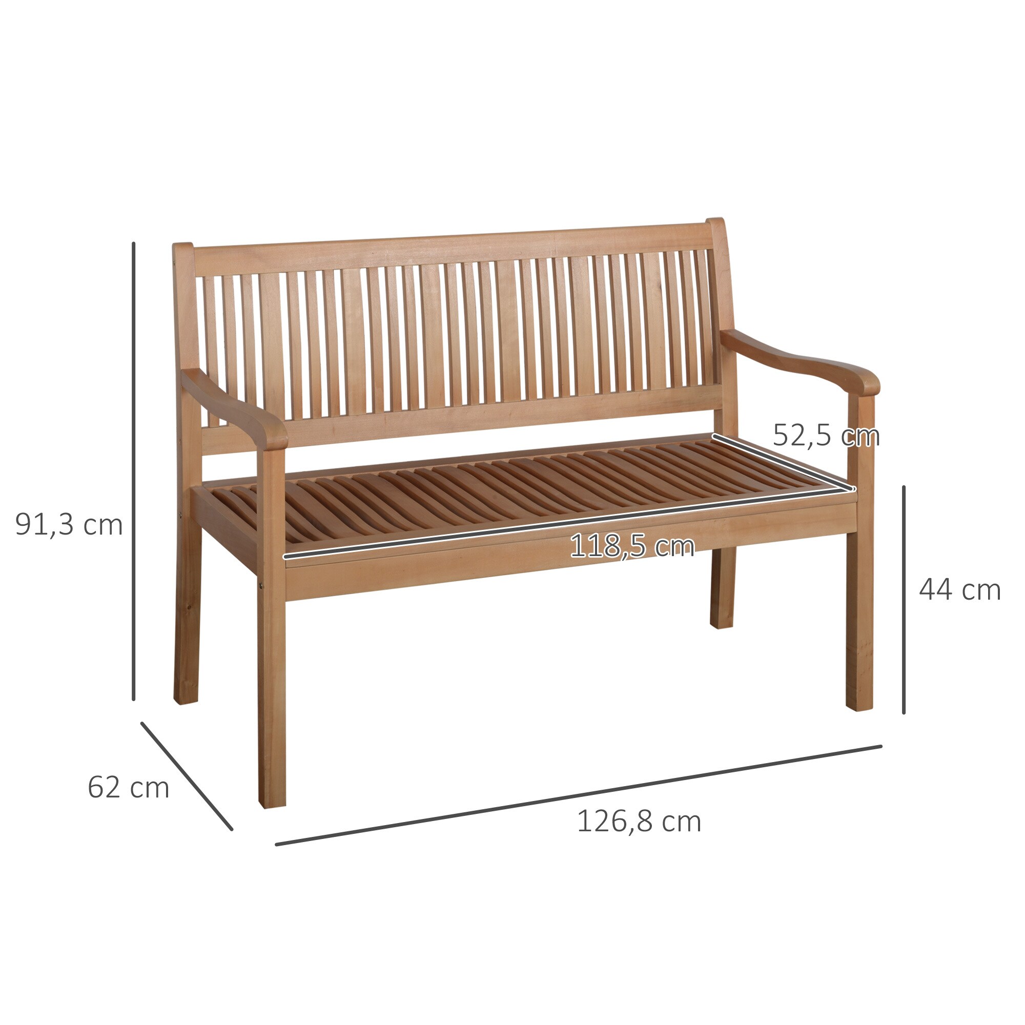 Outsunny Gartenbank mit 2-Sitzer gelb 126,8B x 62T x 91,3H cm