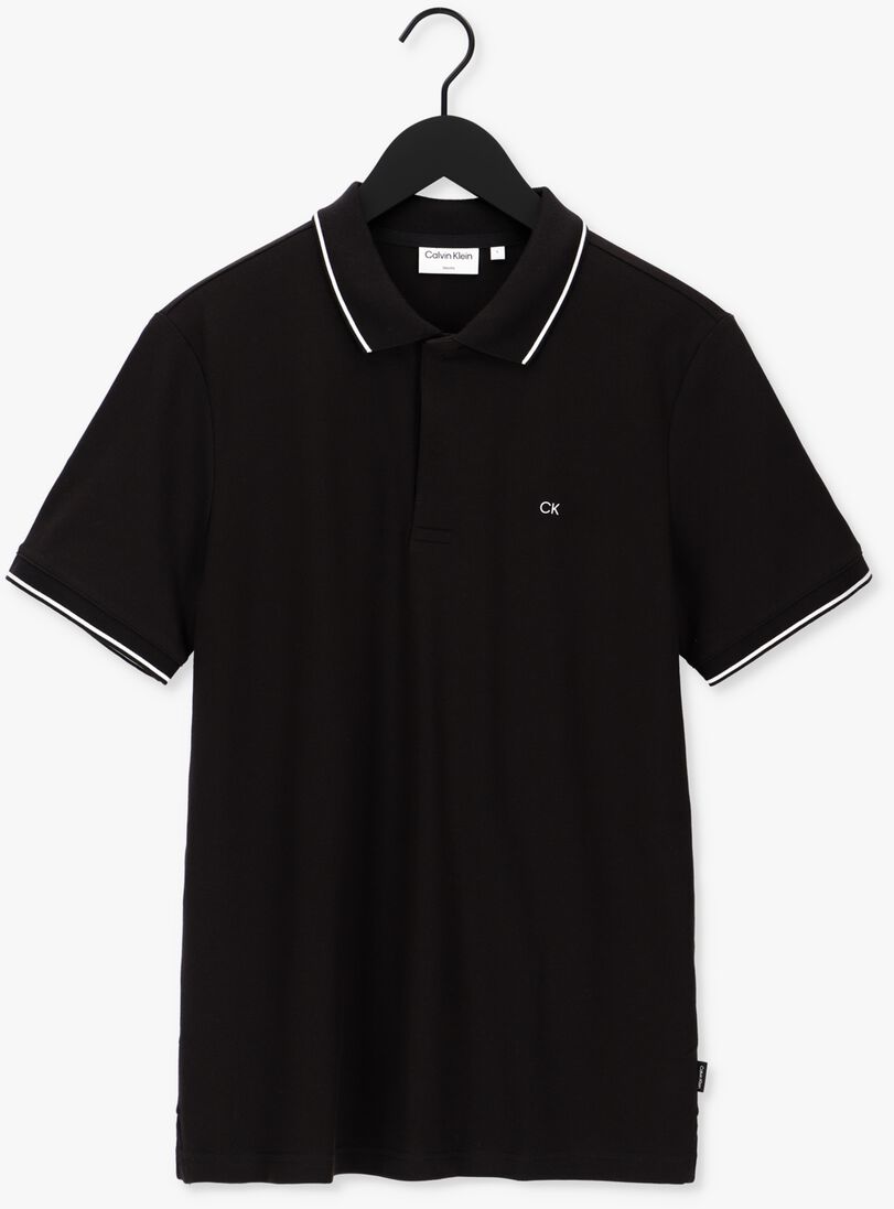 CALVIN KLEIN zwarte calvin klein polo stretch pique tipping slim polo