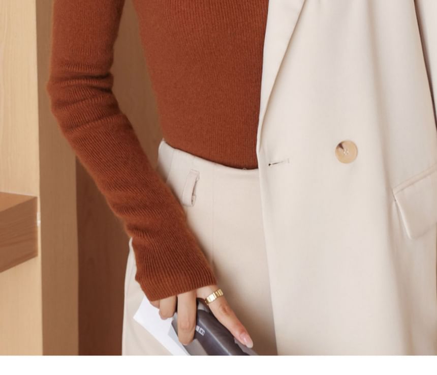 Beaustreet - Slim fit gebreide top met lange mouwen en mockneck